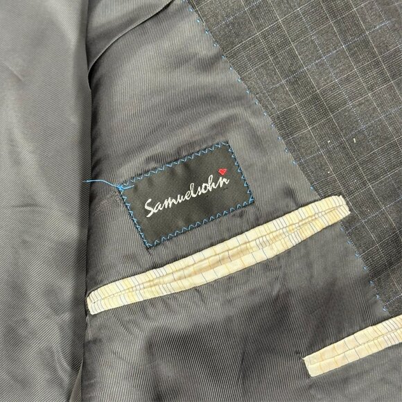 Samuelsohn Loro Piana Blazer Check Super 130's Wool Grey Sport Coat 46R - Picture 9 of 11